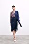 Double-Breasted Skirt with Tie Detail - Navy Blue - 3