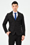 Siyah Ekose Blazer Ceket Regular Fit - 4