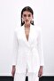 Square Patterned Belted Jacket - Ecru