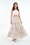 Women's Stone 100% Cotton Self Patterned Long Skirt 29091 - 2