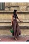 Women's Brown 100% Modal Long Skirt 29078 - 3