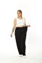 Women's Large Size Viscose Flexible Sweatpants 24738 Black - 2