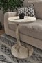 C-shaped Round End Table With Rolling Wheels - White Marble Pattern - 3