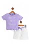 Girls 3-10 Years Old Muslin Shorts with Elastic Front Printed Belt Summer Bottom Top Set - 2