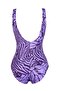 Beria Women's Large Size Cup Purple Patterned Gathering Swimsuit - 2