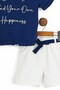 Girls 3-10 Years Old Muslin Shorts with Elastic Front Printed Belt Summer Bottom Top Set - 5
