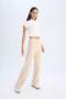 Ribbed Camisole Pants Flayer Fit Elastic Waist Straight Leg (24 Au) - 4