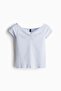 Ribbed boat-neck top