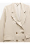 Long Sleeve Pocket Linen Blended Double Breasted Oversize Blazer Jacket - 7