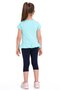 Crew Neck Cat Printed Mint Color Girls' Tights Set - 3