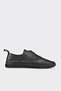 Black Leather Women's Sports Shoes