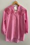 Women's Pink Brode Embroidered Cotton Shirt 12A-2297 - 5