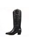 Women's Cowboy Boots Black Leather (Parma) - 4