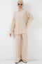 Women's Knitted Hijab Bottom Top Set 6711 - Cream - 3
