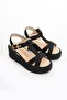Vuelo Black Straw Wedge Heel Women's Sandals - 4