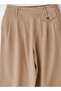 Girls' Pleated Beige Pants with Button Detail - 4