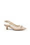 Goese Beige Mesh- Patent leather Women's Pointed Toe Heeled Shoes