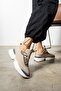 Saturn beige knit fabric women's sneakers - 2