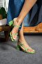 Frida green patent leather women's high heeled shoes