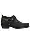 Black Blunt Toe Biker Shoes