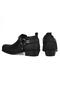 Black Blunt Toe Biker Shoes - 4