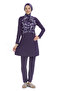 Women's Purple White Patterned Long Sleeve Full Covered Hijab Swimsuit Hzl25S-Ar259/23