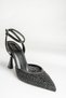 U 676335204   Black Fabric Thin Heeled Women's Evening Dress Shoes - 7