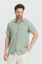 Men's Shirt - Muslin Waffle Checkered Collar Short Sleeve Shirt - 4045 - 2