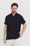 Men's Shirt - Muslin Waffle Checkered Collar Short Sleeve Shirt - 4045 - 2