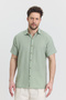 Men's Shirt - Muslin Waffle Checkered Collar Short Sleeve Shirt - 4045 - 3