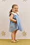 V-Neck Patterned Gingham Blue Dress - 2