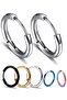 Thin Ring Unisex Men Women Stainless Steel Earrings Pair 2Pcs Mse5 - 6