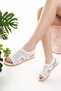 Women's Straw Sandals White Mesh Lace Knitwear Embroidery Embroidered New Season Summer Home Beach Vacation Sandals - 3