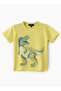 Boys' Lime Green Dinosaur Graphic Cotton T-Shirt