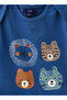 Playful Four Cubs Graphic Cotton T-Shirt for Boys - Blue - 3