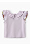 Soft Purple Cotton Tank Top with Floral Print for Infant Girls - 2