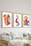 3 Piece Wood Frame Look MDF Poster Painting Set - Set 99