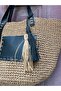 Straw Bag, Handmade Shoulder Bag, Bohemian Summer Bag, Large Beach Bag, Leather Detailed Bag - 6