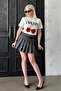 Ecru 100% Cotton Printed Women's T-Shirt Mg2381 - 4