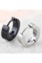 Bright Thin Flat Ring Men's Steel Earrings Pair 3mm Mse8 - 5