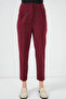 6650 High Waist Fabric Trousers - Claret Red - 4