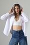 Poplin Fabric Women's Shirt White Color Loose Relaxed Cut Shirt - 2