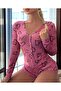 Printed and Buttoned Nightwear Jumpsuit / Homewear Pajamas Comfortable Use Long Sleeve Jumpsuit