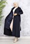 Belted Hijab Trench Coat Black 4951 - 5