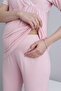 Lace Trimmed V-Neck Maternity and Maternity Pajama Set - 5