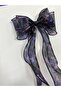 Women's Long Tulle Bow Buckle - Automatic Bow Buckle - Long Chiffon Bow Buckle - Black Kuromi Patterned - 5