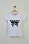23 April Black and White Sequined Butterfly Printed Girl's T-Shirt (6-15 Years) - 4