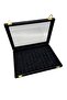 Suede Fabric Black Color with Glass Cover 34 cm / 24 cm Nail Ring Display Stand - 4