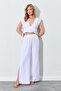 Women's Ecru Double Collar Tied Muslin Suit