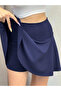 Navy Blue Culottes Shorts Skirt with Stretchy Flared Pleated Shorts - 3
